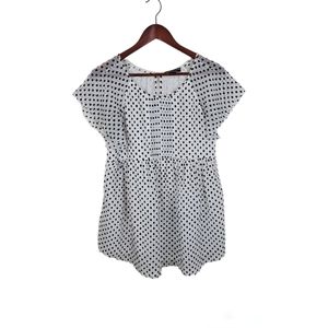 A Pea in the Pod Short Sleeve Blouse Size Small White and Black Textured Pattern